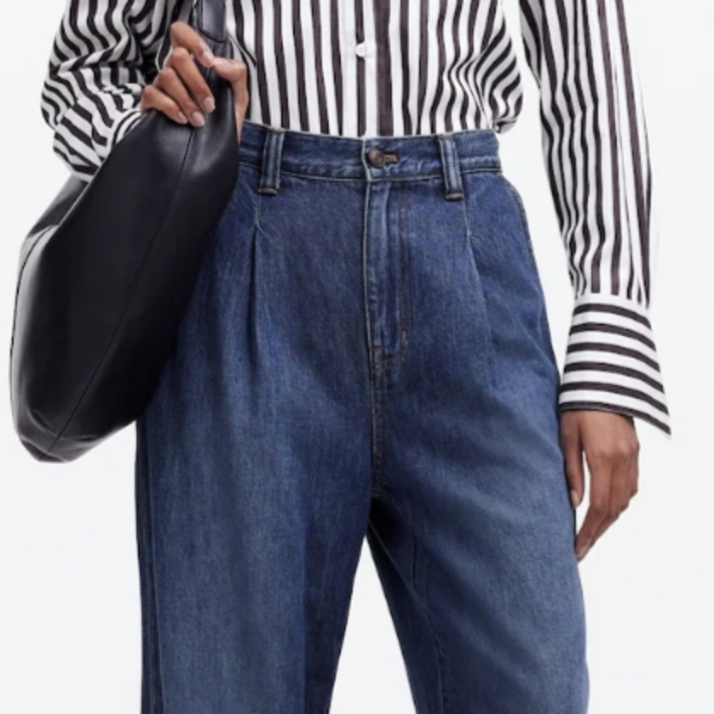 Madewell The Harlow Wide-Leg Pant Dark Wash Denim Size 32T Airy Denim $138